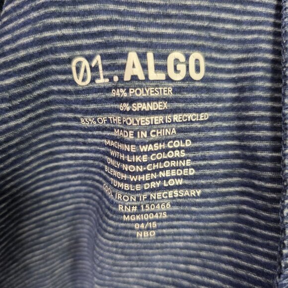Mens 01.Algo Blue Gray Striped T Shirt V Neck Short Sleeve Polyester Stretch XXL - Picture 3 of 7